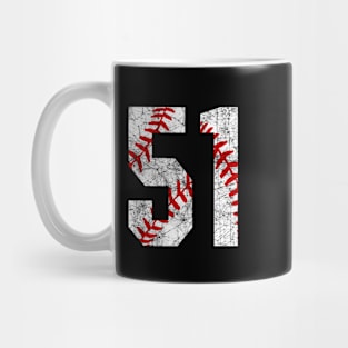 Vintage #51 Baseball Laces Baseball Mom Jersey Love Baseball Mug